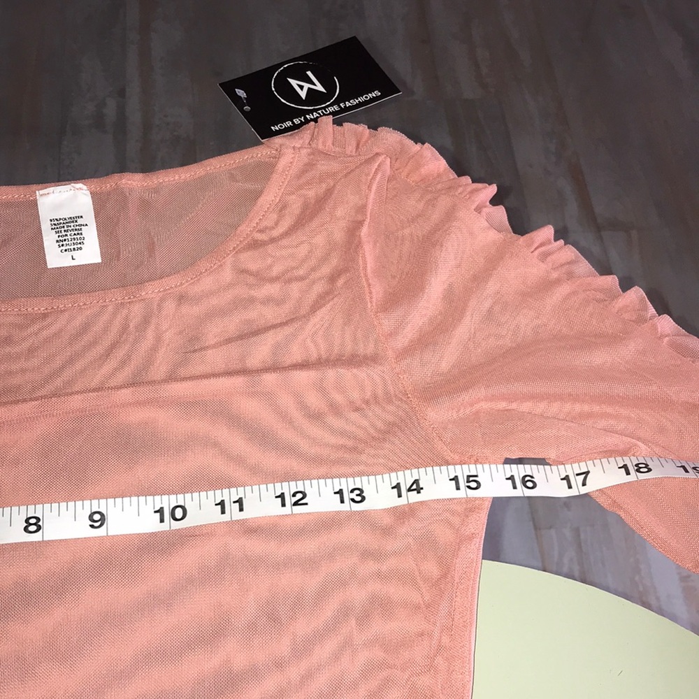 Long Sleeve  Sheer Bodysuit With Ruffle - Picture 4 of 6